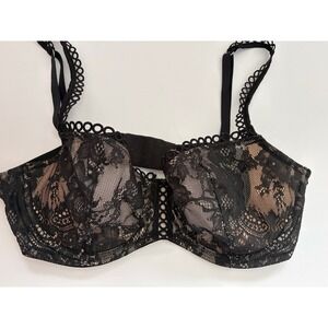 Victoria's Secret Black Lace Dream Angels Push-Up Without Padding Bra Size 36D